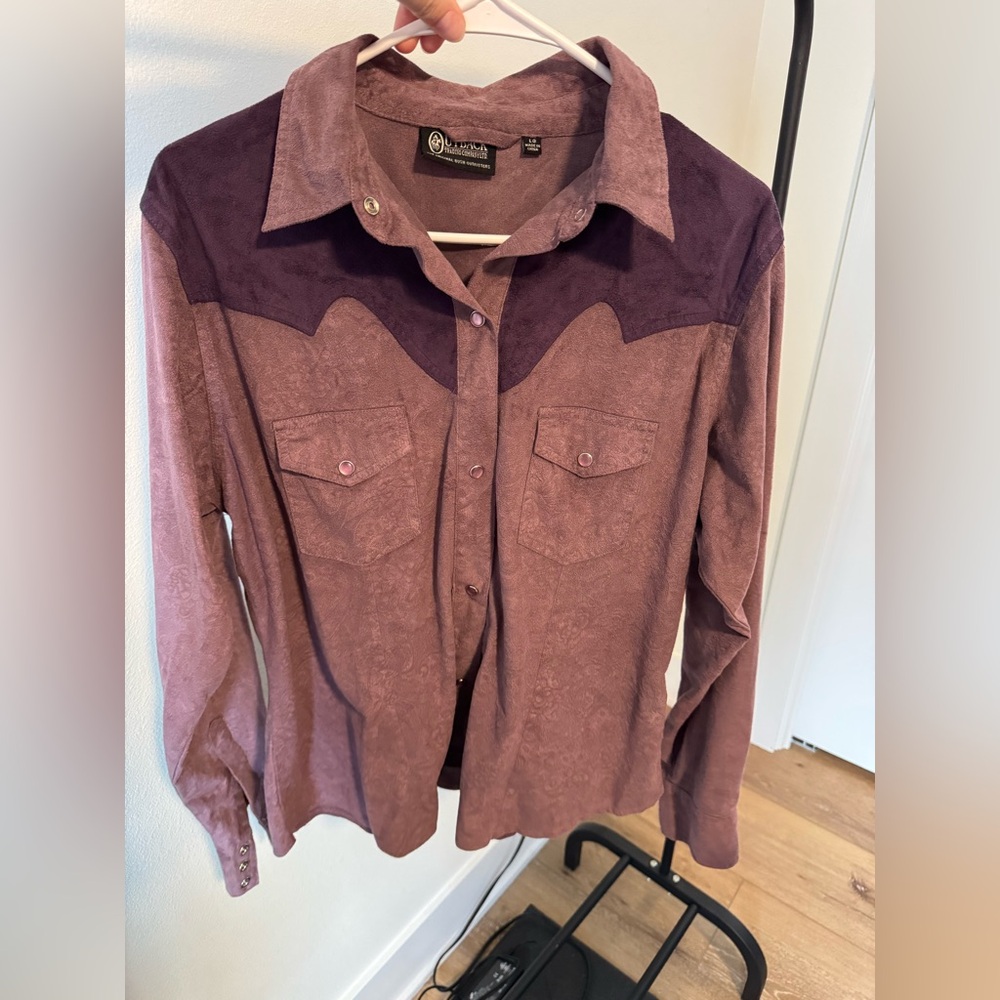 WOMENS OUTBACK TRADING CO WESTERN SNAP FLORAL SUADE SHIRT SIZE LARGE